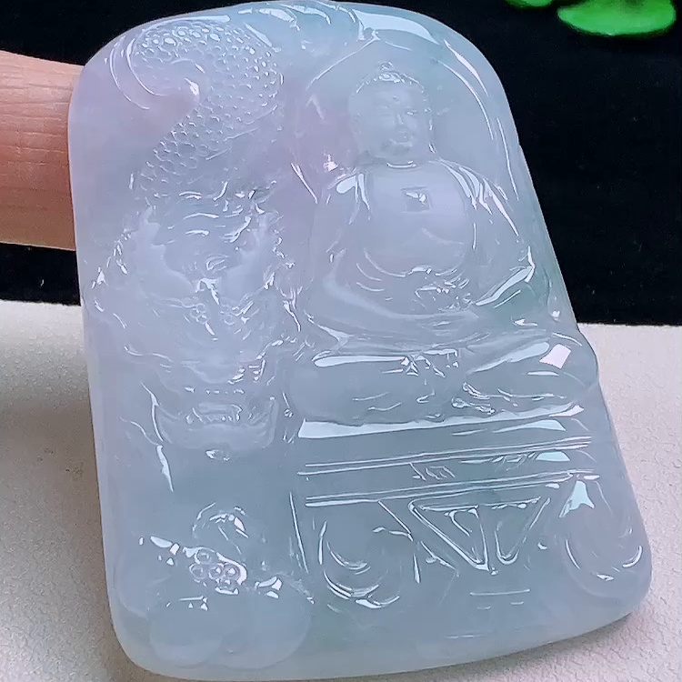 缅甸翡翠大日如来玉吊坠天然玉石A货冰种飘花证书新款收藏1205