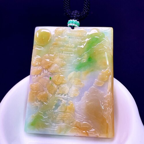 缅甸翡翠山水玉吊坠天然玉石A货
