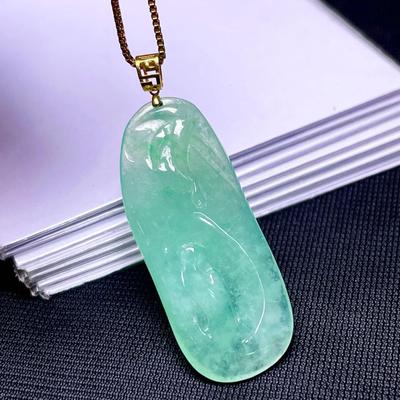 缅甸翡翠悟道镶金玉吊坠天然玉石