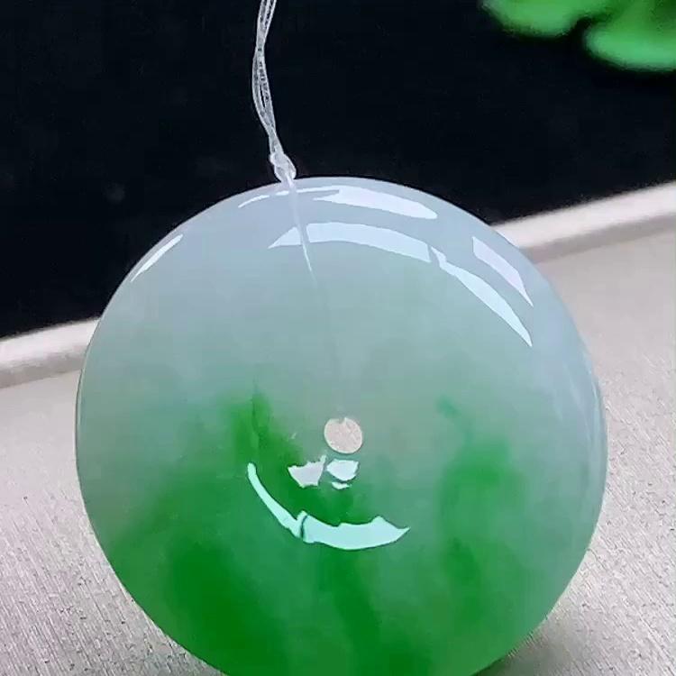 缅甸翡翠平安扣玉吊坠天然玉石A货冰种阳绿老坑证书礼物正品1016