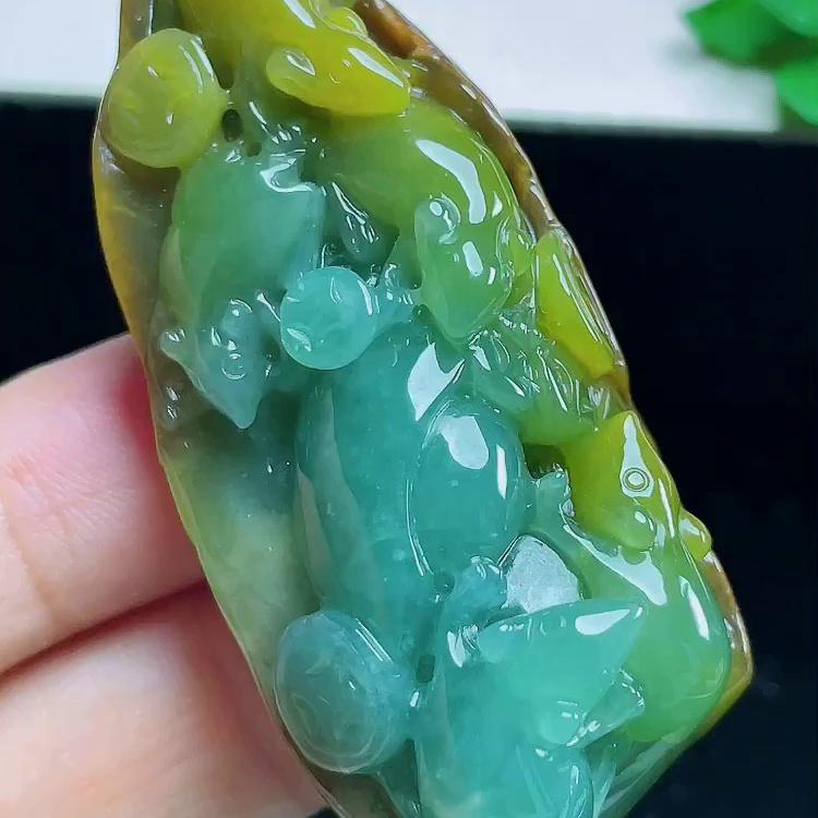 缅甸翡翠五鼠运财玉吊坠天然玉石A货冰种礼物正品高档老坑0912