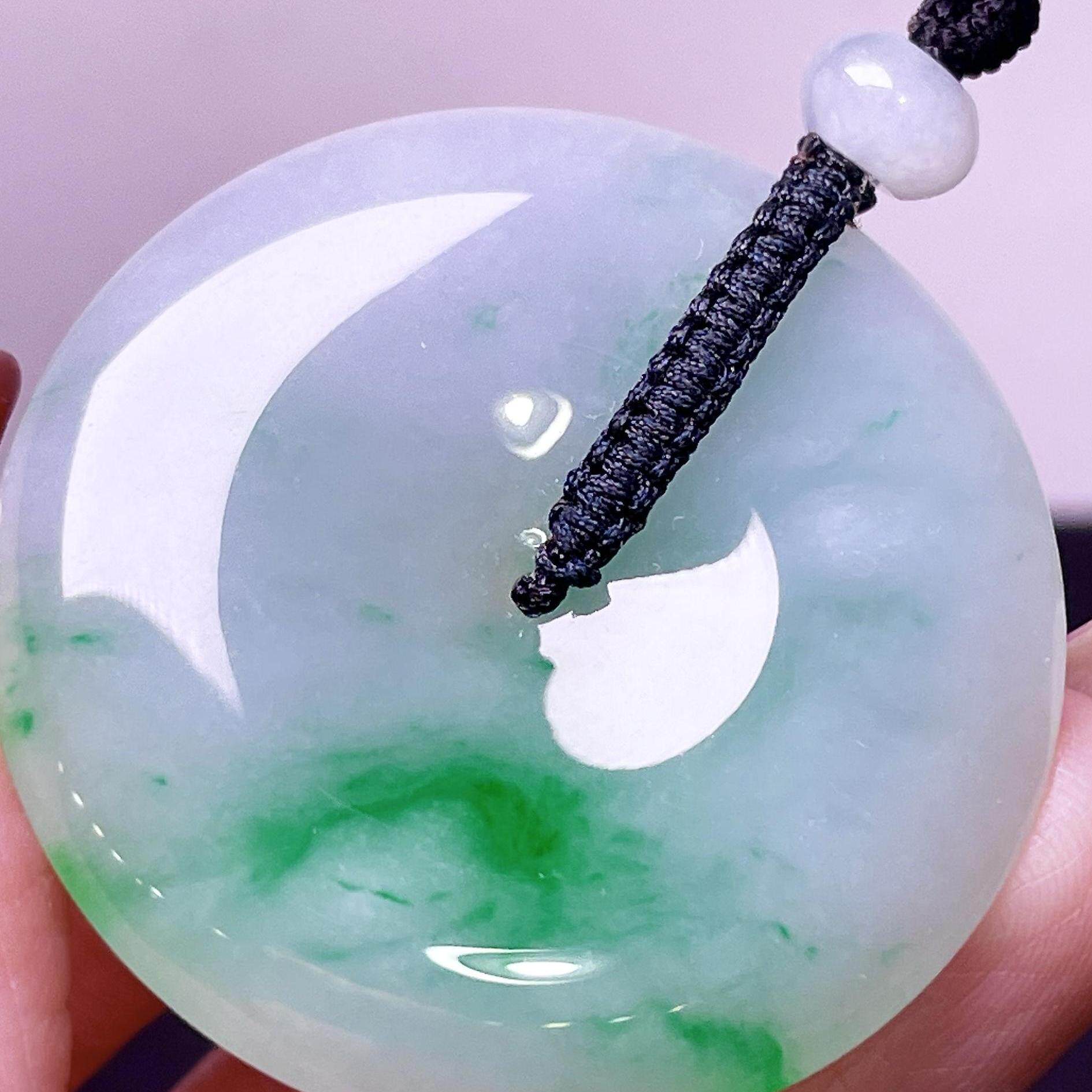 缅甸翡翠平安扣玉吊坠天然玉石A货冰种辣绿证书高档正品礼物0528