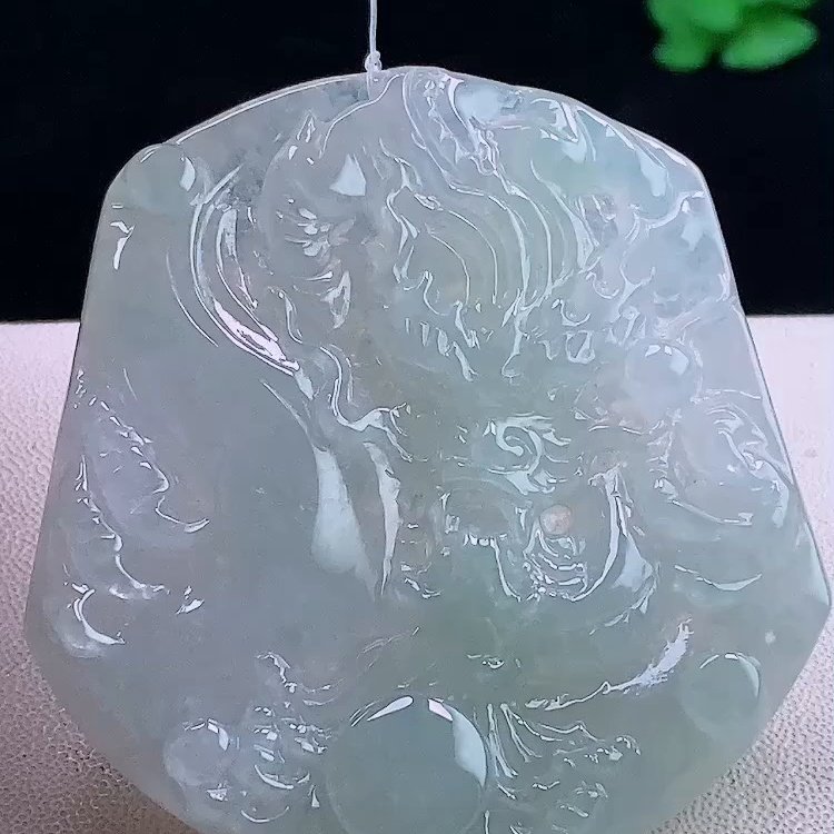 缅甸翡翠龙牌玉吊坠天然玉石A货冰种老坑礼物证书高档收藏0108