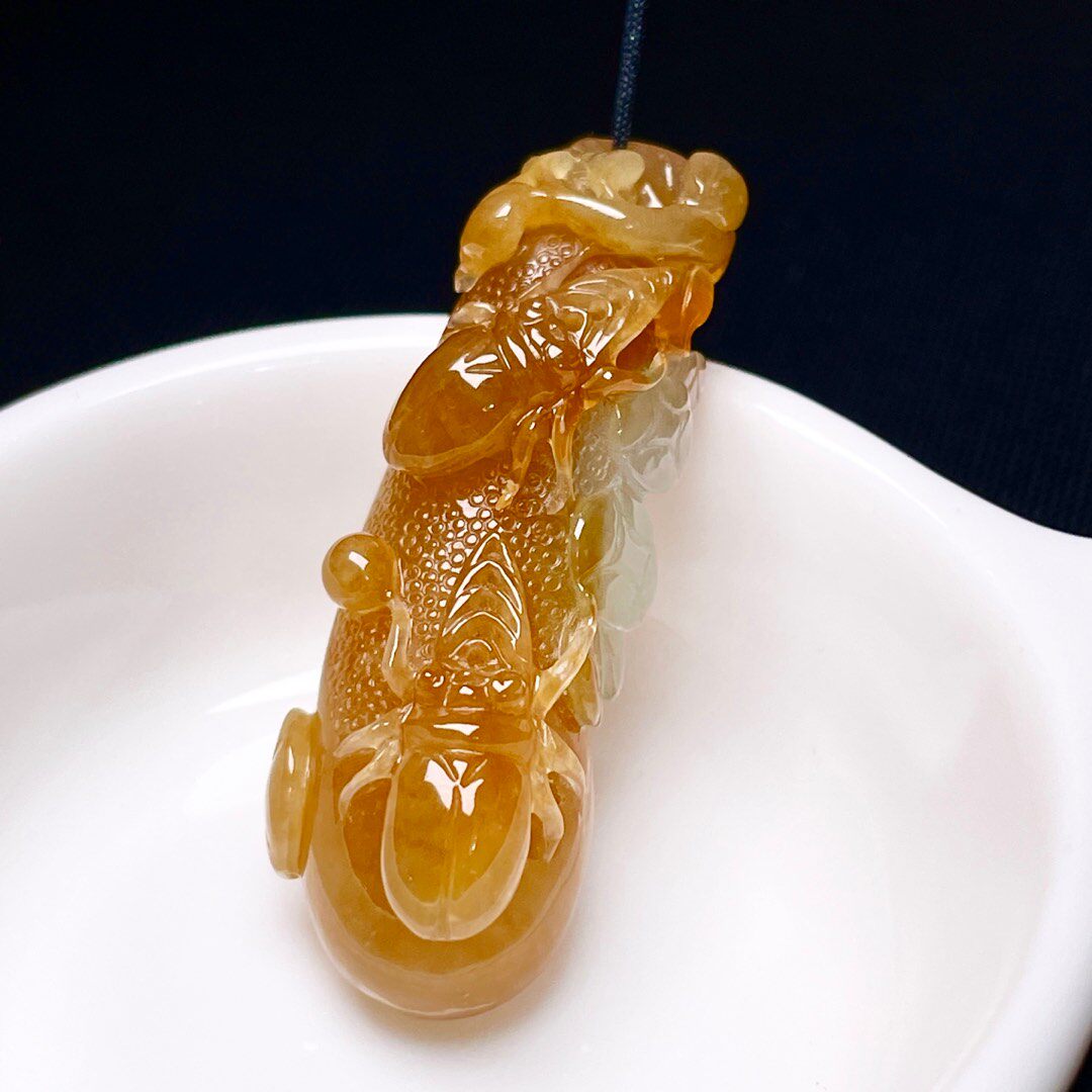 缅甸翡翠福瓜玉吊坠天然玉石A货冰糯种黄翡新款正品老坑证书0223