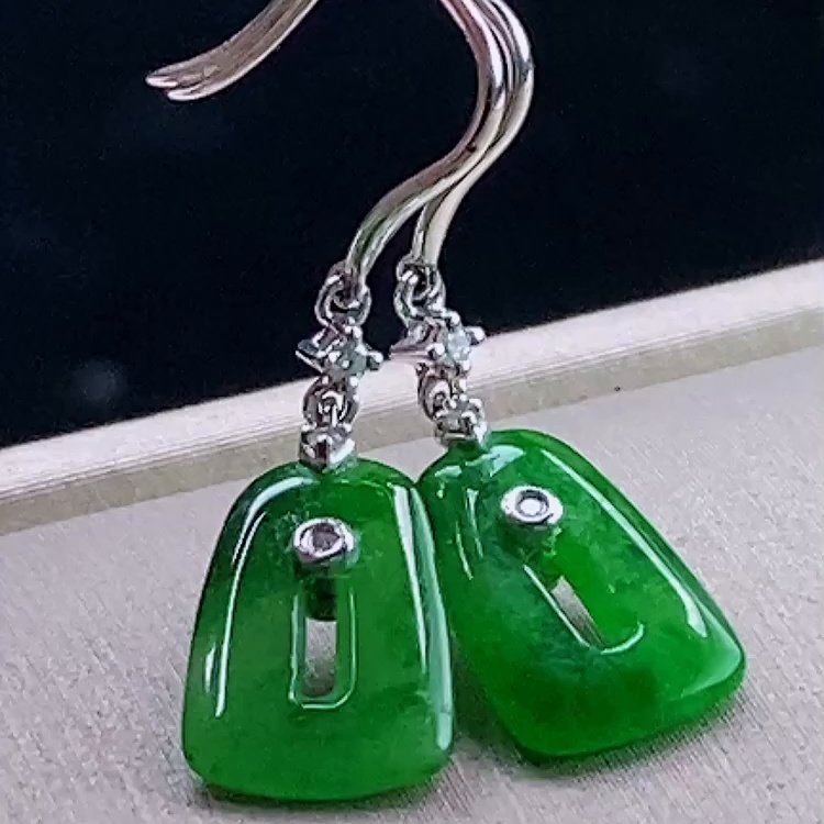 缅甸翡翠镶金玉耳坠天然玉石A货18K金镶嵌冰种满绿高档证书0114,珠宝/钻石/翡翠,耳饰,淘宝优惠券,粉丝福利购,淘宝优惠卷