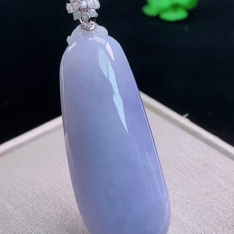 缅甸翡翠福瓜镶金玉吊坠天然玉石A货18K金镶嵌冰种紫罗兰证书1203