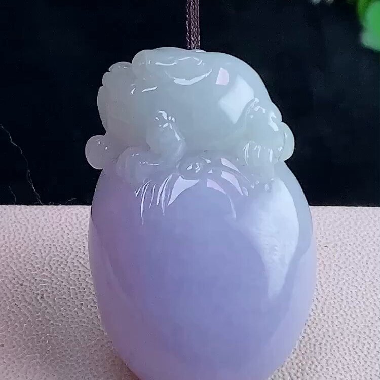 缅甸翡翠福瓜玉吊坠天然玉石A货冰种紫罗兰收藏证书正品高档0204