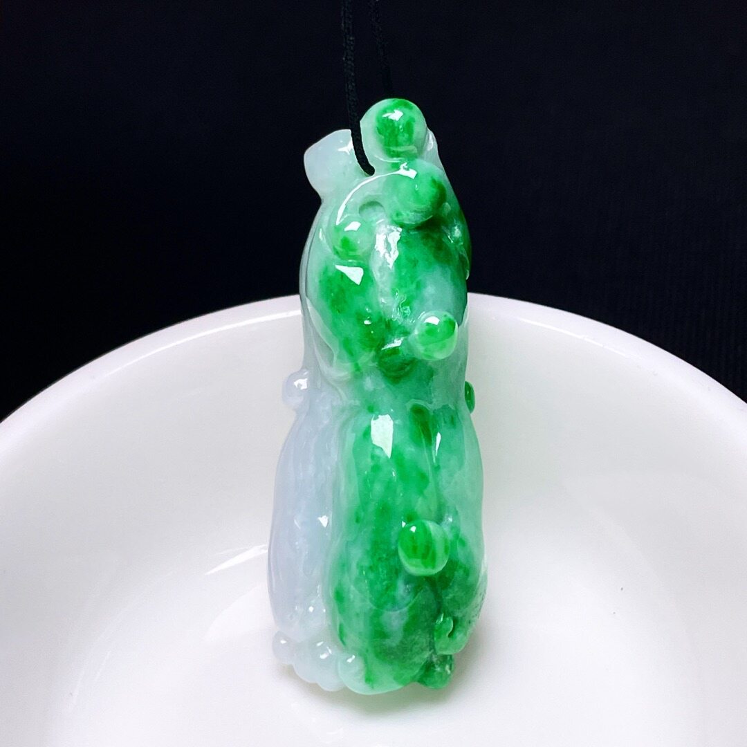 缅甸翡翠佛手玉吊坠天然玉石A货冰糯种辣绿正品礼物高档新款0223