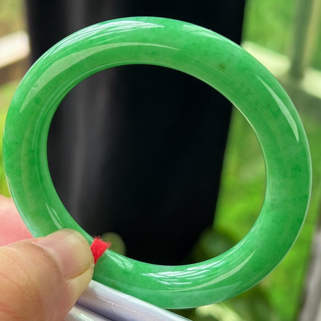 缅甸翡翠玉手镯福镯圆条50圈口