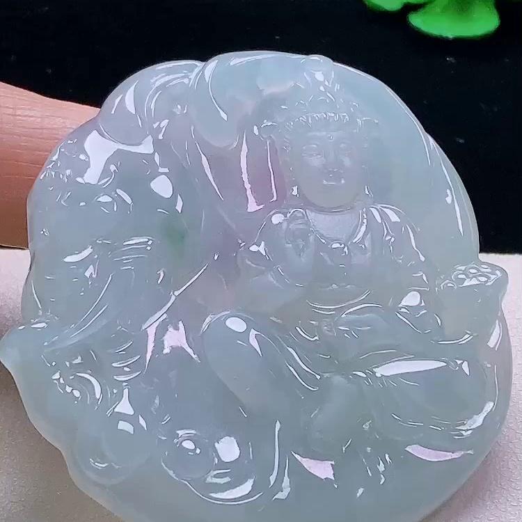 缅甸翡翠普贤玉吊坠天然玉石A货