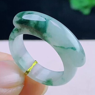 缅甸翡翠戒指玉戒指天然玉石A货冰种飘花老坑证书高档新款0204