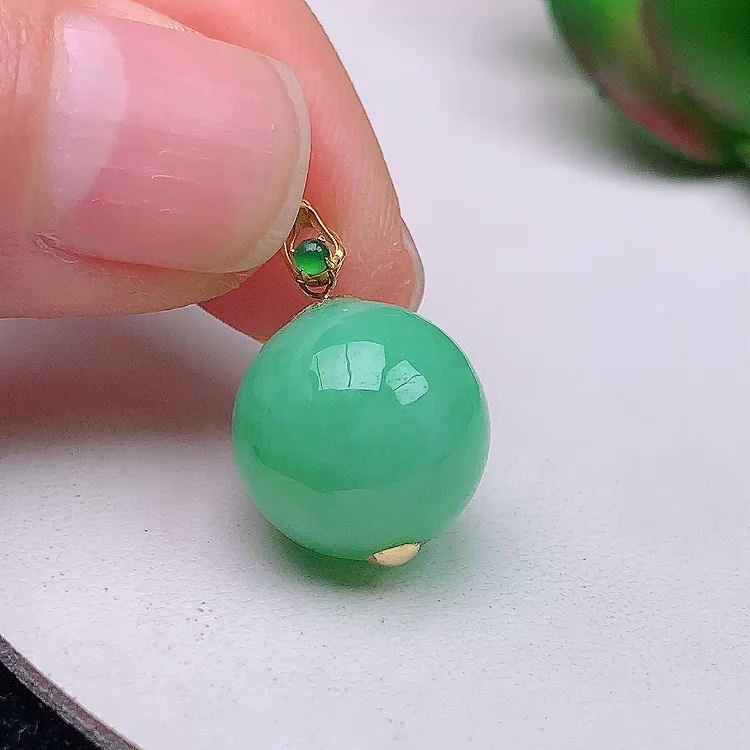 缅甸翡翠项链镶金玉项链天然玉石