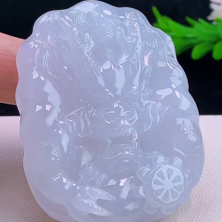 缅甸翡翠龙牌玉吊坠天然玉石A货冰种紫罗兰新款证书礼物高档0105