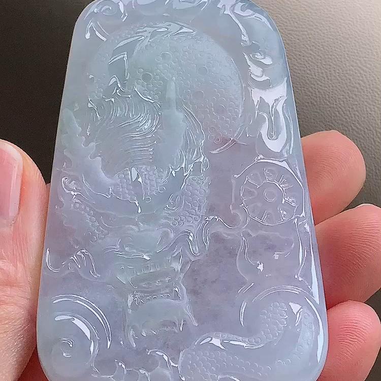 缅甸翡翠龙牌玉吊坠天然玉石A货冰种证书新款礼物正品收藏1107