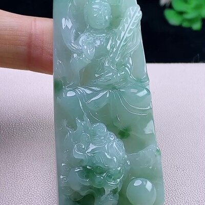 缅甸翡翠文殊玉吊坠天然玉石A货