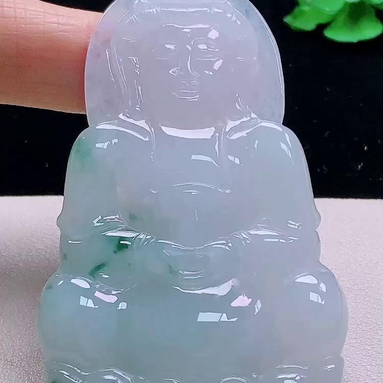 缅甸翡翠观音玉吊坠天然玉石A货