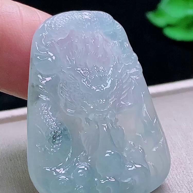 缅甸翡翠龙牌玉吊坠天然玉石A货冰种老坑证书高档礼物正品1114