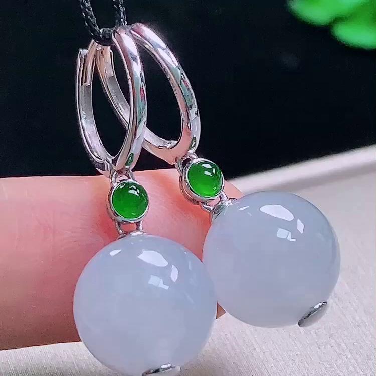 缅甸翡翠转运珠镶金玉耳环天然玉石A货18K金镶嵌冰种正品老坑1028