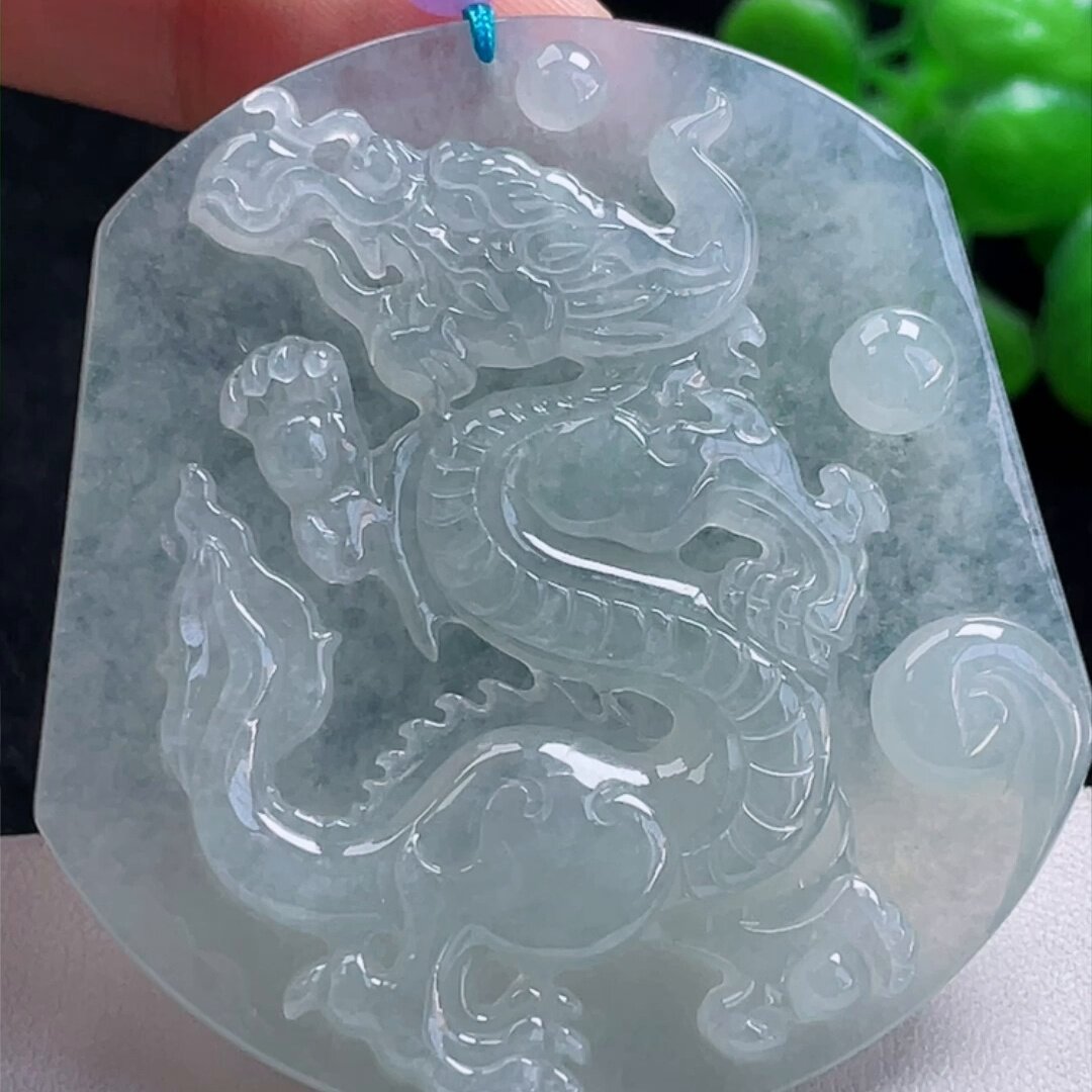 缅甸翡翠龙牌玉吊坠天然玉石A货冰种正品礼物收藏证书新款1023