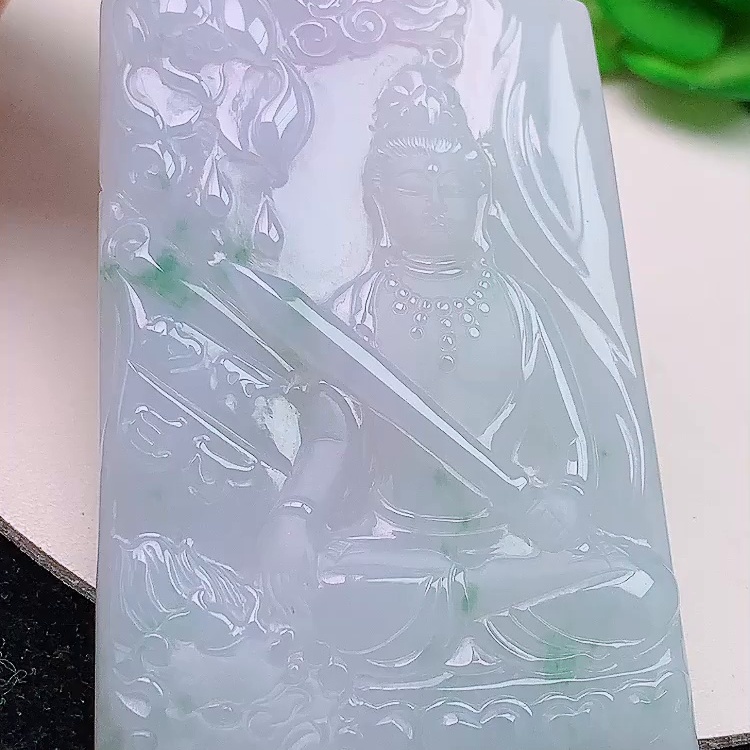 缅甸翡翠文殊玉吊坠天然玉石A货