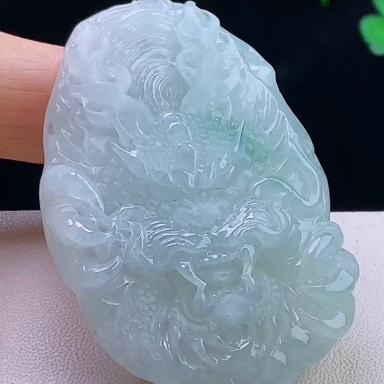 缅甸翡翠龙牌玉吊坠天然玉石A货冰种礼物证书老坑收藏正品0108