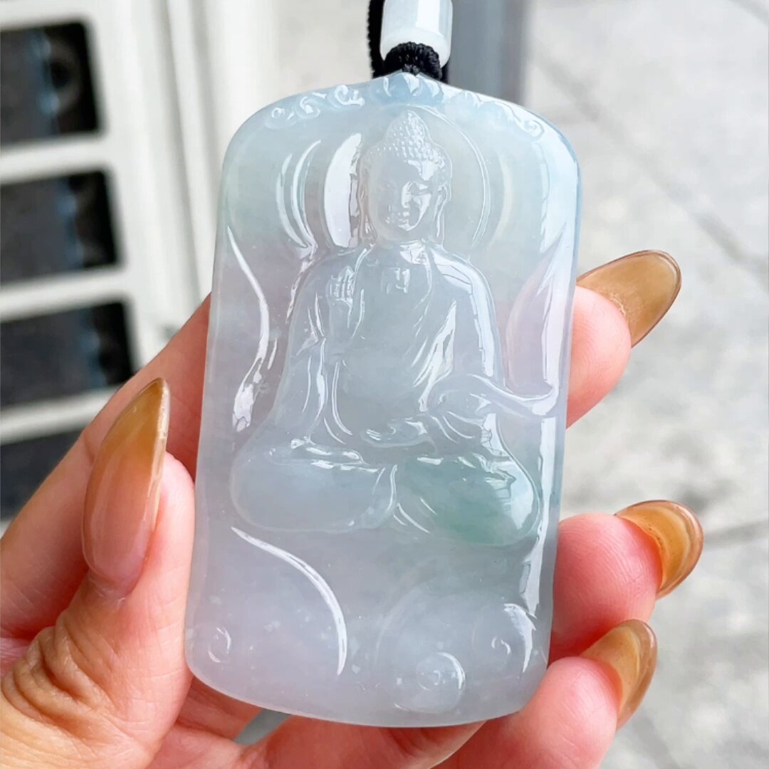 缅甸翡翠大日如来玉吊坠天然玉石A货冰种飘花收藏礼物高档0601