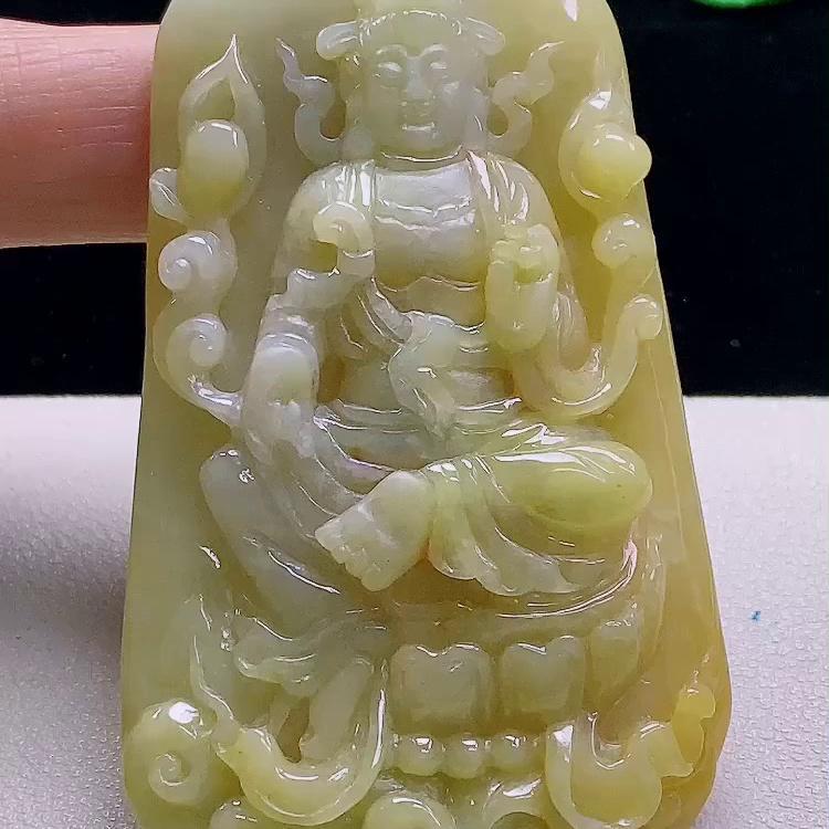 缅甸翡翠观音玉吊坠天然玉石A货