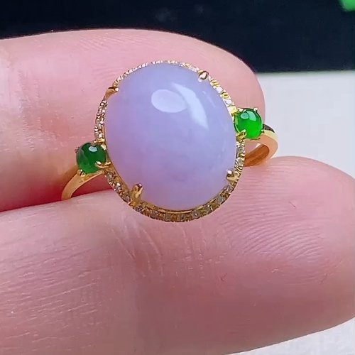 缅甸翡翠戒指镶金玉戒指天然玉石
