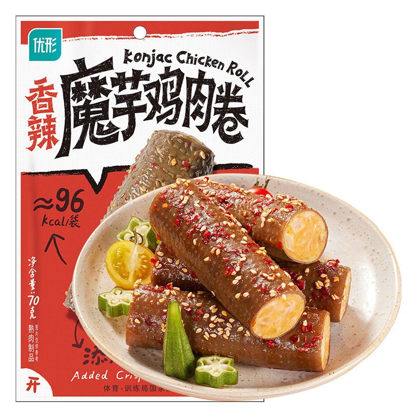 魔芋鸡肉卷麻酱味香辣味开袋即食健身代餐轻食解馋零食素毛肚