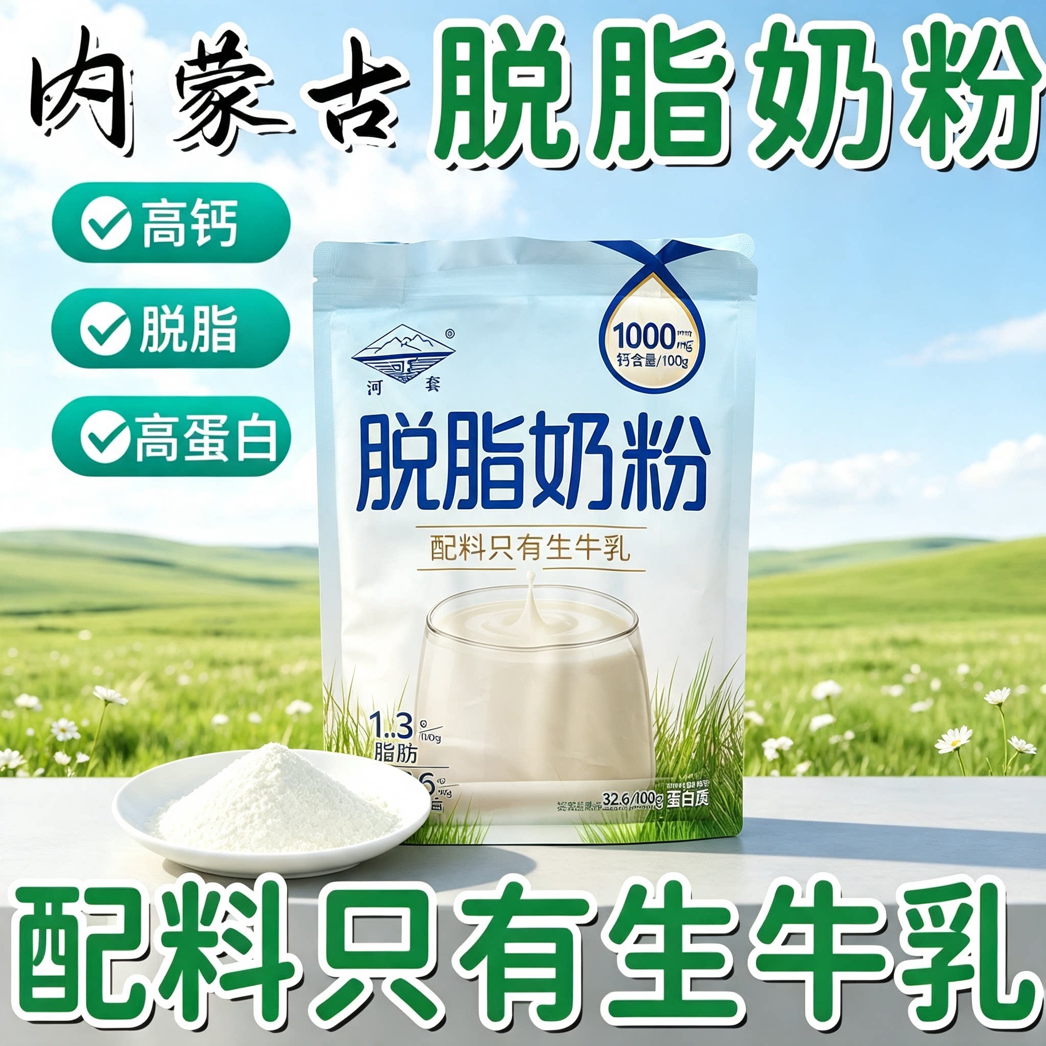 脱脂奶粉无糖0脂肪独立包装早餐内蒙古特产低卡营养正品速溶高钙