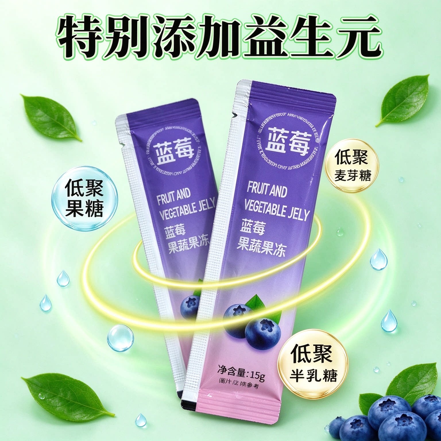 蓝莓酵素果冻益生元清排宿肠便复合水果50条通畅低热量健身