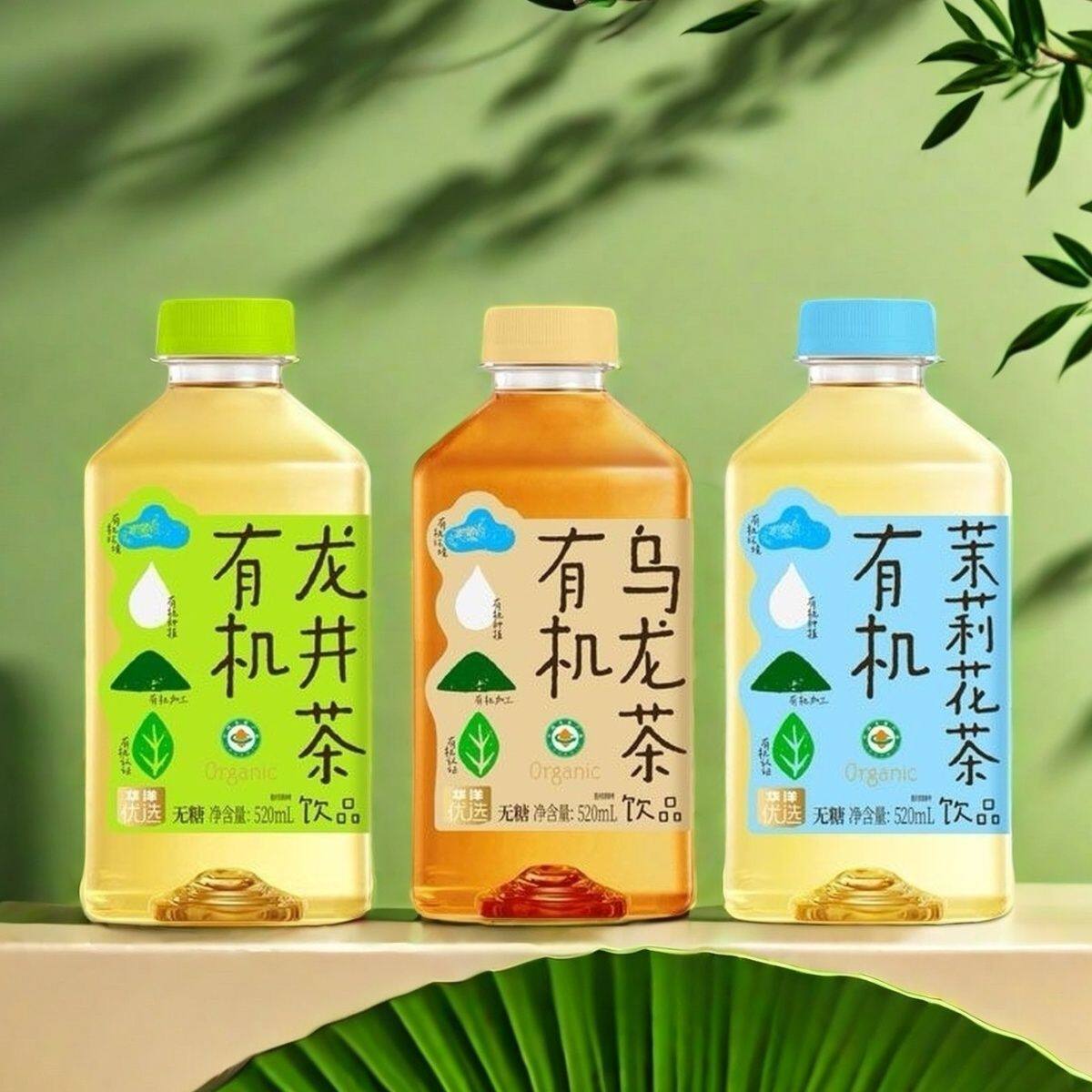 华洋有机茶无糖520ml大瓶茉莉花茶龙井茶乌龙茶夏季饮料