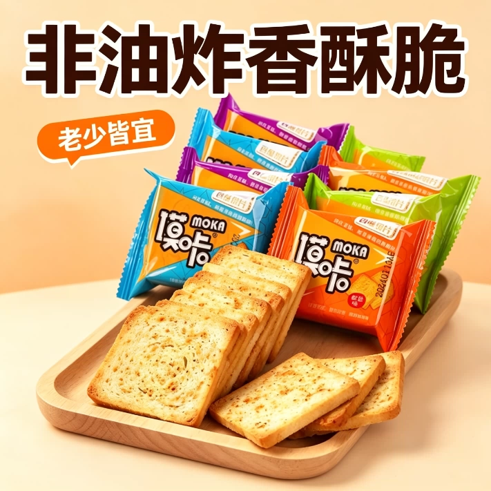 减脂期解馋小零食酥烤馍片零食烘焙馍片即食早餐健康非油炸小包装独立包装办公室宿舍追剧夜宵抗饿小吃粗粮养胃老少皆宜健康食品
