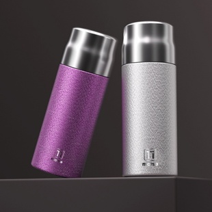 保温杯纯钛抗菌双盖水杯女生便携钛杯男士泡茶养身高档礼品办公杯