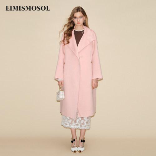 EIMISMOSOL立领长款双面呢大衣秋冬新款精致舒适百搭