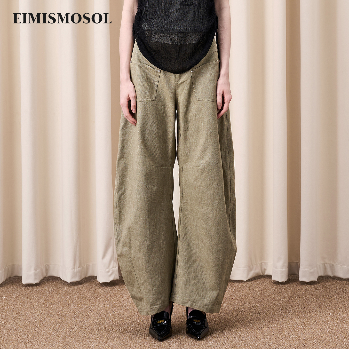 【徐梦洁同款】Eimismosol 2025秋冬新品水洗弯刀裤女宽松休闲裤