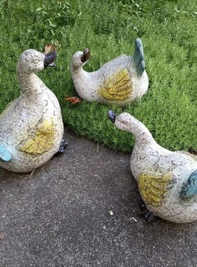 美式乡村粗陶鸭子庭院花园动物园艺造景摆设杂货户外摆件装饰品