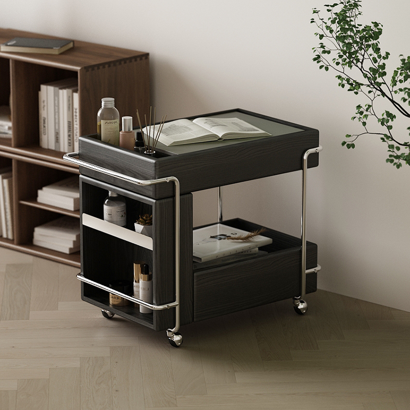 柯布推车移动实木带轮小推车代替客厅茶几书架可升降沙发边几桌子