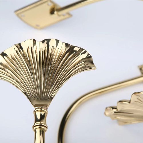 轻奢免钉纯铜杏叶别墅客厅窗帘墙钩北欧墙上挂饰无需挂球绑带壁钩