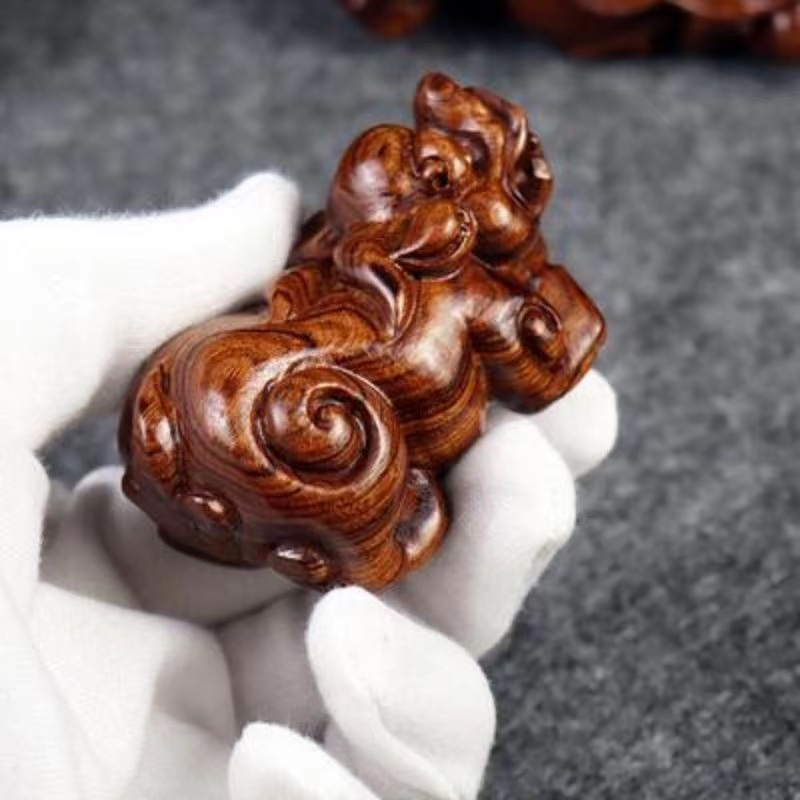 富甲天下手把件黄花梨木男士随身把玩手玩小物件貔貅葫芦文玩摆件