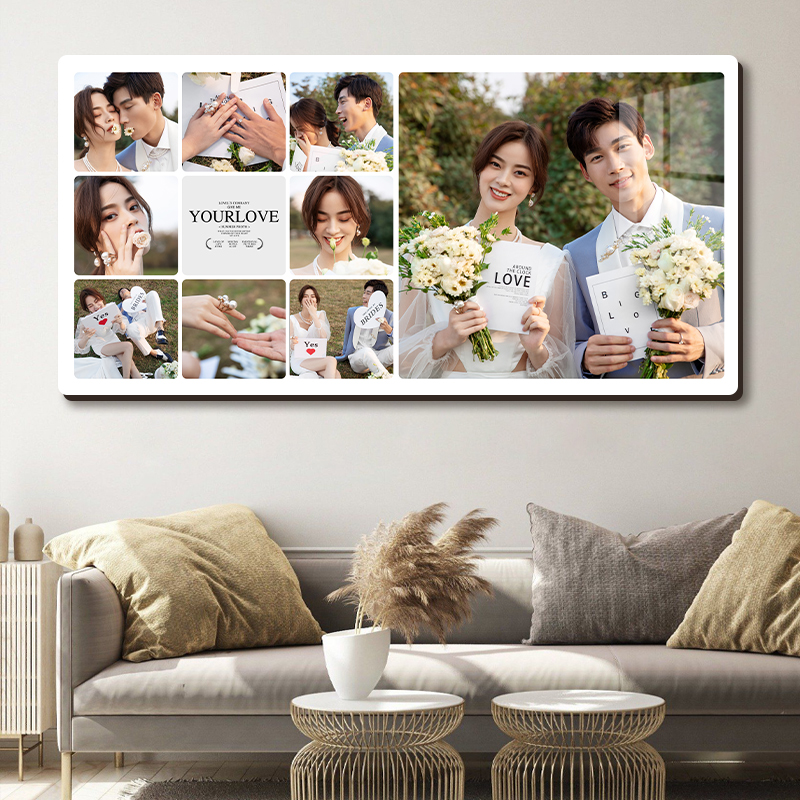 婚纱照相框挂墙定制洗照片打印加框水晶摆台全家福相片放大做成框