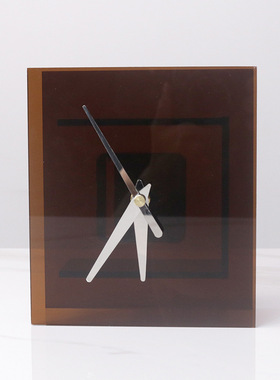 克莱因蓝色透明方形时钟桌面摆件样板房间卧室床头柜座钟软装饰品