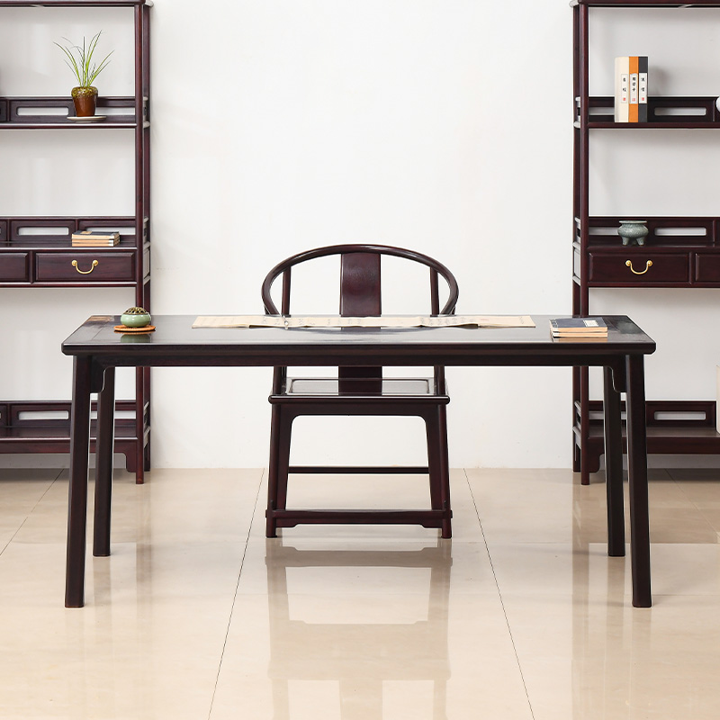宋韵赞比亚血檀书法桌中式画案书画桌实木写字台非洲小叶紫檀书桌