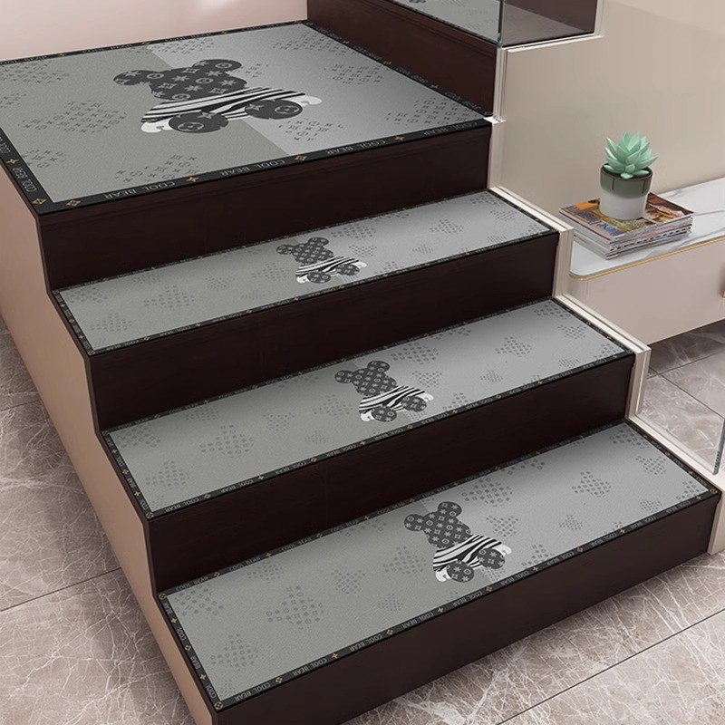 轻奢高级楼梯踏步垫可擦洗皮绒地垫自粘定制家用防滑台阶垫子地毯