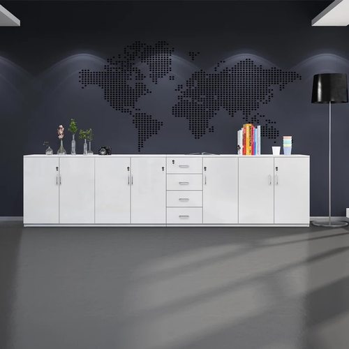 办公室文件柜矮柜储物柜木质档案收纳柜带锁资料柜子办公柜长条柜