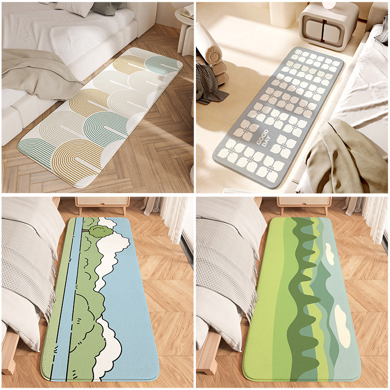 大江地毯卧室房间牀边毯牀前羊羔绒日式田园风客厅茶几垫飘窗地垫