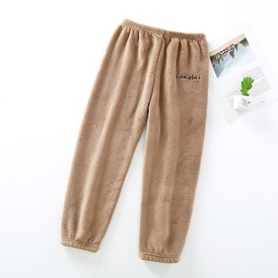 秋冬暖暖裤男女儿童毛绒睡裤摇粒绒裤子小童中童大童珊瑚绒家居裤