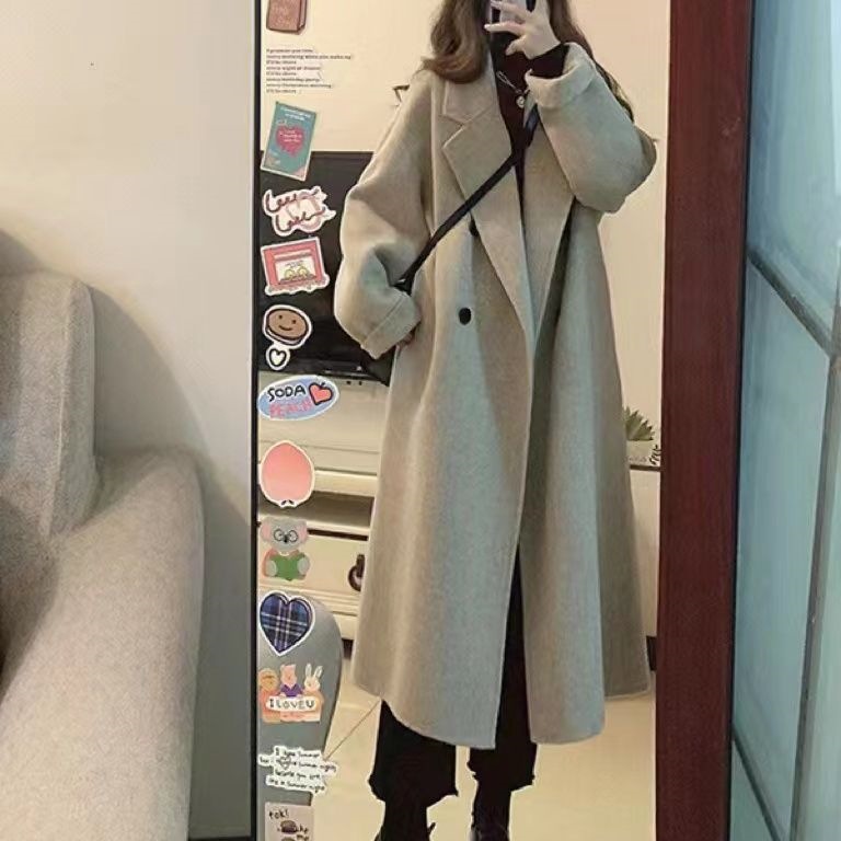 呢子大衣女2025秋冬季新款西装外套加厚赫本风韩系冬天感长款