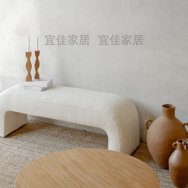 北欧轻奢凳子衣帽间家用简约现代羊羔绒凳矮凳换鞋凳凳坐客厅沙发