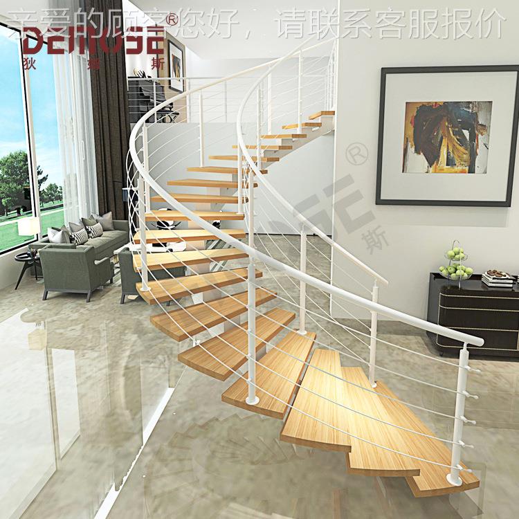 艺术安全稳固设计 单龙骨楼梯 不锈钢拉丝栏杆 可来图